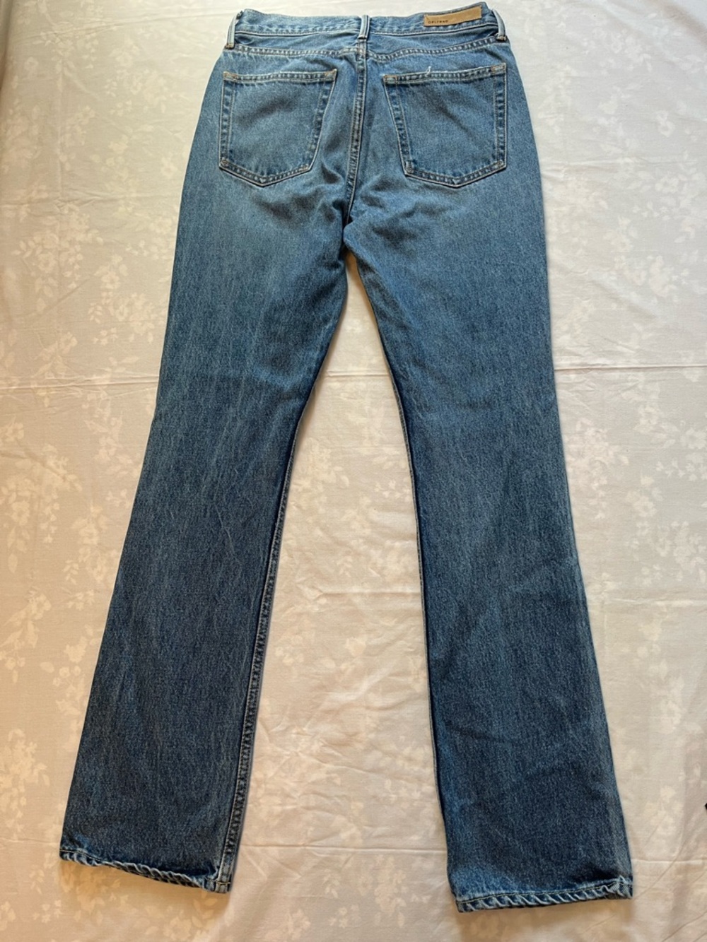 GRLFRND Denim Jeans in Light Blue with Tan Patch - Picture 2 of 5